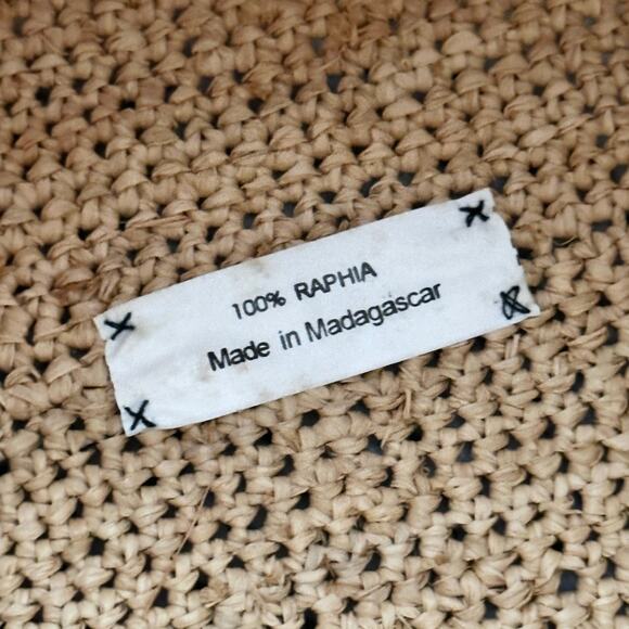 Annabel Ingall Australia Beige Tan Raffia Beach Shoulder Tote Capiz Shell Button - Picture 9 of 11